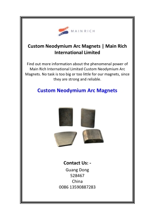 Custom Neodymium Arc Magnets  Main Rich International Limited