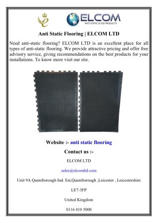 anti static flooring elcom ltd
