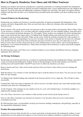 Everything To Find Out About Deodorizing Footwear In Indianapolis, Indiana