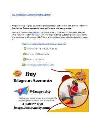 Buy Old Telegram Accounts with Engagement