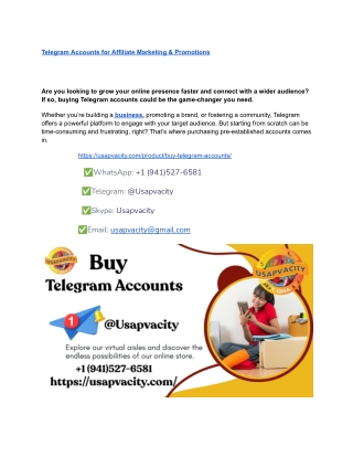 Telegram Accounts for Affiliate Marketing & Promotions