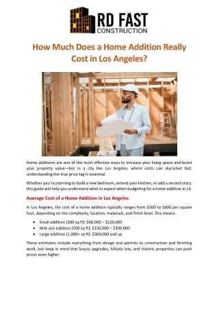How Much Does a Home Addition Really Cost in Los Angeles