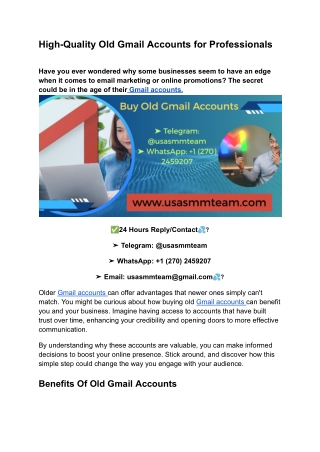 High-Quality Old Gmail Accounts for Professionals