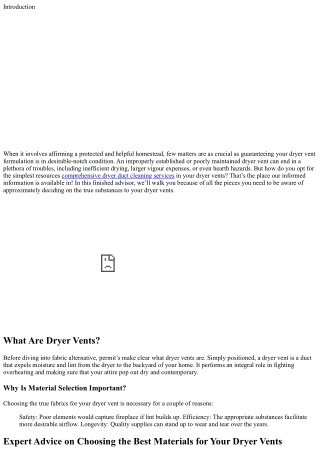Expert Advice on Choosing the Best Materials for Your Dryer Vents
