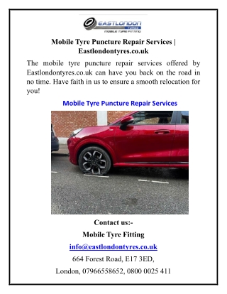Mobile Tyre Puncture Repair Services  Eastlondontyres.co.uk
