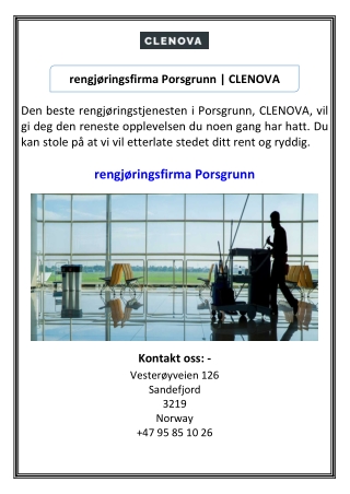 rengjøringsfirma Porsgrunn  CLENOVA