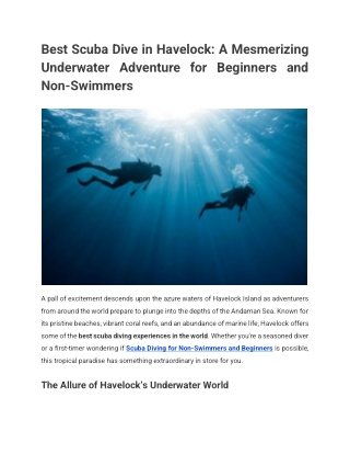 Best Scuba Dive in Havelock_ A Mesmerizing Underwater Adventure for Beginners and Non-Swimmers