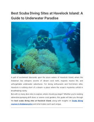 Best Scuba Diving Sites at Havelock Island_ A Guide to Underwater Paradise