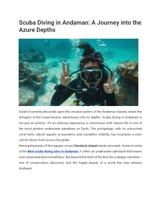 Scuba Diving in Andaman_ A Journey into the Azure Depths