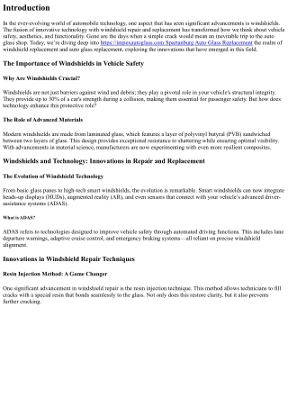 Windshields and Technology: Innovations in Repair and Replacement
