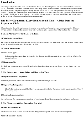 Fire Safety Equipment Every Home Should Have—Advice from the Experts at K&D.