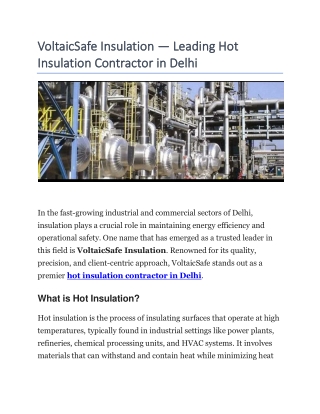 VoltaicSafe Insulation — Leading Hot Insulation Contractor in Delhi