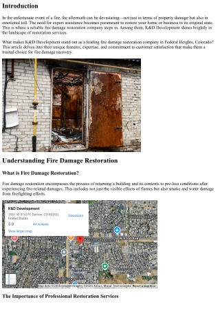 What Makes K&D Development Stand Out as a Leading Fire Damage Restoration Compan