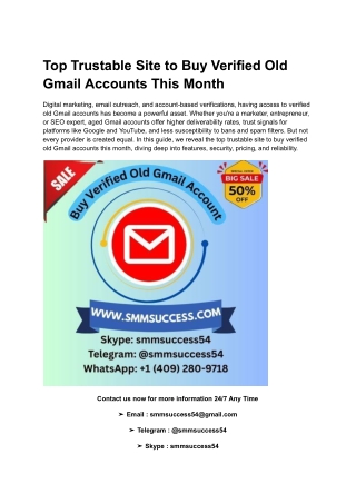 Top Trustable Site to Buy Verified Old Gmail Accounts This Month (1)
