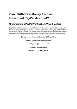 Can I Withdraw Money from an Unverified PayPal Account