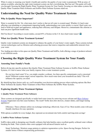 Choosing the Right Quality Water Treatment System for Your Family