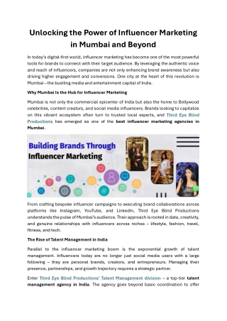 Unlocking the Power of Influencer Marketing in Mumbai and Beyond