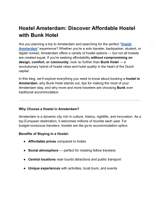 Hostel Amsterdam_ Discover Affordable Hostel with Bunk Hotel