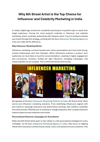 Why 6th Street Artist is the Top Choice for Influencer and Celebrity Marketing in India