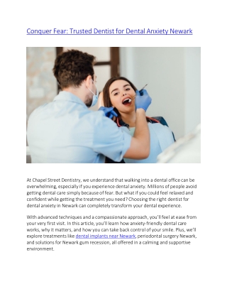 Conquer Fear Trusted Dentist for Dental Anxiety Newark