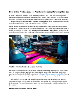 How Online Printing Services Are Revolutionizing Marketing Materials