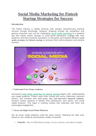 Social Media Marketing for Fintech Startup