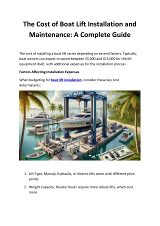 Understanding the Costs of Boat Lift Installation & Maintenance