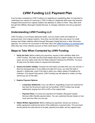 LVNV Funding LLC Payment Plan