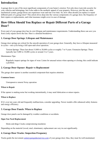 How Often Should You Replace or Repair Different Parts of a garage door?