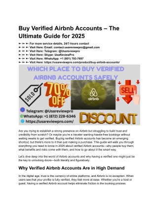 Buy Verified Airbnb Accounts – The Ultimate Guide for 2025