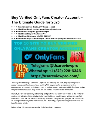 https://usareviewpro.com/product/buy-onlyfans-verified-a The Ultimate Guide 2025