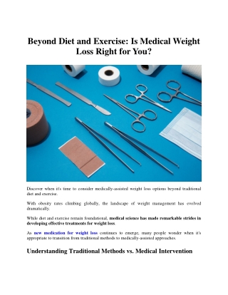 Beyond Diet and Exercise Is Medical Weight Loss Right for You