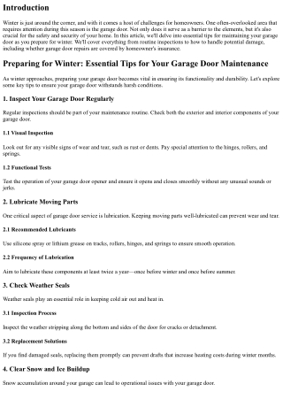 Preparing for Winter: Essential Tips for Your Garage Door Maintenance