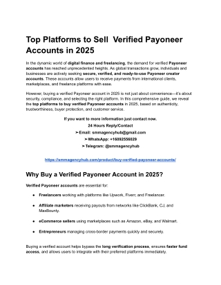 Top Platforms to Sell  Verified Payoneer Accounts in 2025