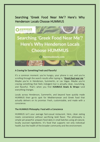 Searching Greek Food Near Me Heres Why Henderson Locals Choose HUMMUS