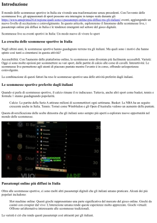 Scommesse live su eventi sportivi in Italia: Un modo nuovo di vivere lo sport