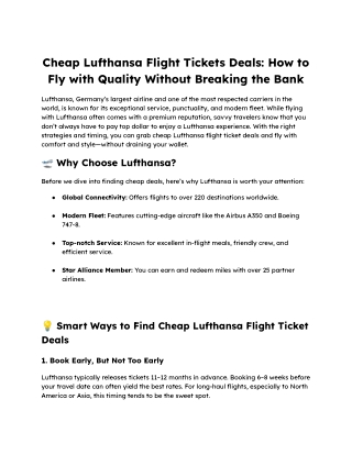 Cheap Lufthansa Flight Tickets Deals_ How to Fly with Quality Without Breaking the Bank
