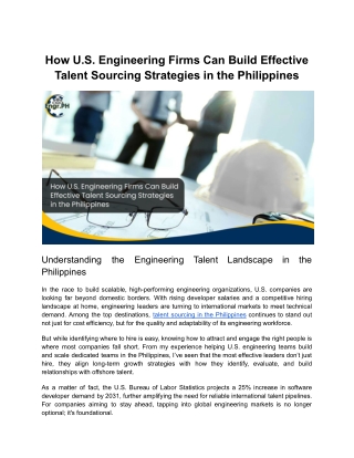 How U.S. Engineering Firms Can Build Effective Talent Sourcing Strategies in the Philippines