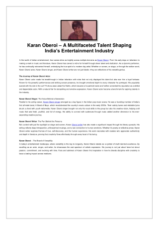 Karan Oberoi Band of Boys