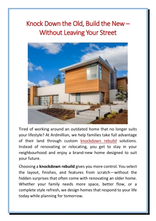 Knock Down the Old, Build the New – Without Leaving Your Street
