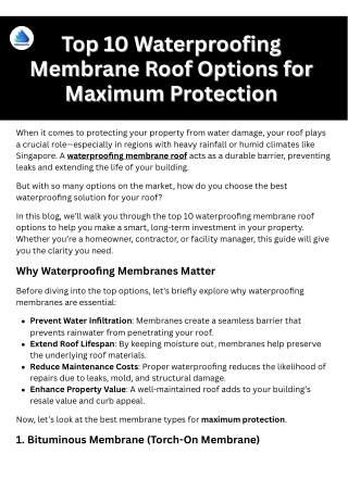Top 10 Waterproofing Membrane Roof Options for Maximum Protection