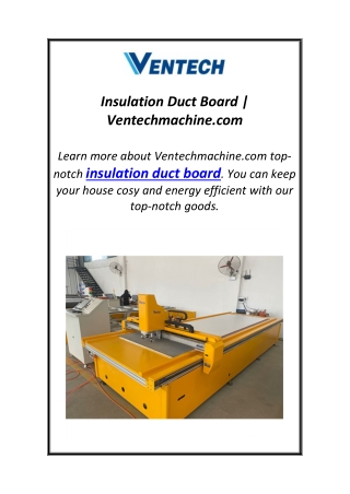 Insulation Duct Board | Ventechmachine.com