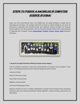 Steps to Pursue a Bachelor in Computer Science in Dubai (1)