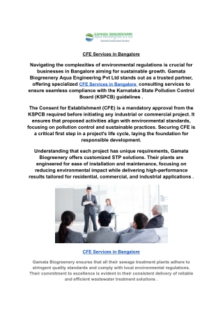 CFE Services in Bangalore