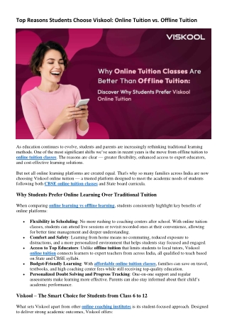 Top Reasons Students Choose Viskool
