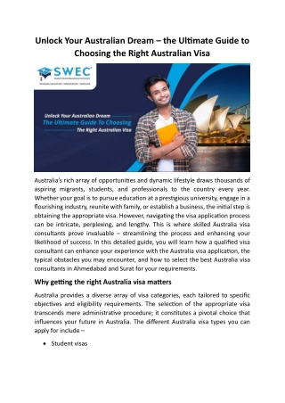 Unlock Your Australian Dream – The Ultimate Guide To Choosing The Right Australian Visa