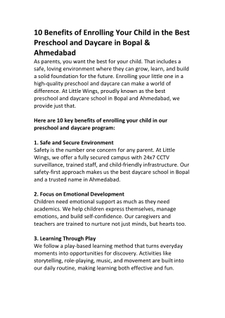 10 benefits of enrolling your child in the best