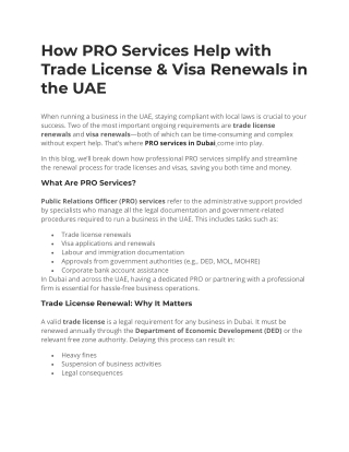 How PRO Services Help with Trade License and visa renewals in the UAE