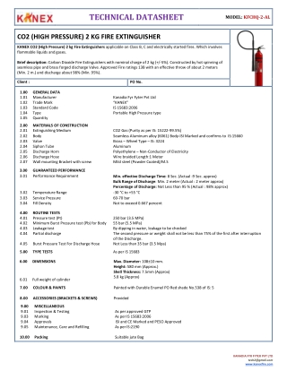 KANEX CO2 (High Pressure) 2 kg Fire Extinguishers applicable on Class B, C and e