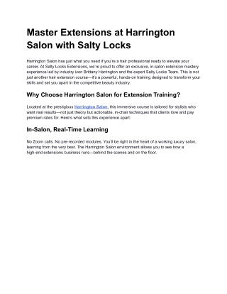 Master Extensions at Harrington Salon with Salty Locks